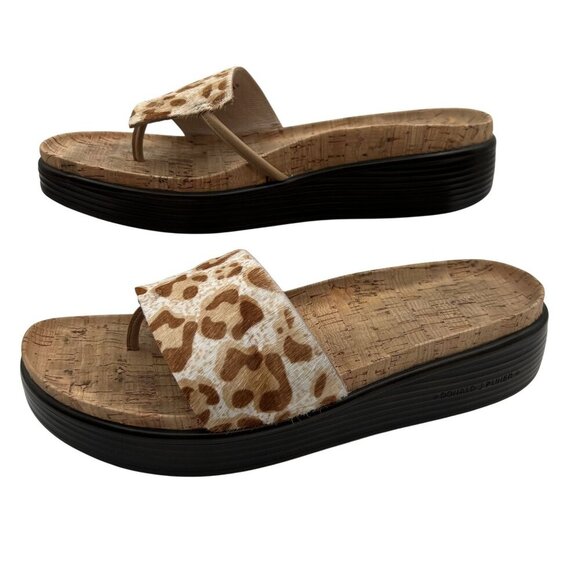 Donald J Pliner FiFi Womens 10M Cork Leopard Thong Slide Sandals Summer Shoes - Picture 2 of 10